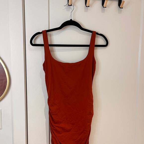 Kookai Burnt Orange Scoop Neck Bodycon Midi Dress Size 2 - Picture 3 of 8